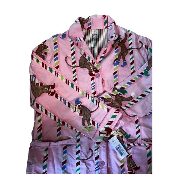 NWT Nick & Nora XXL Christmas Pole Bar Candy Cane Sock Monkey Pajama Set - Picture 7 of 8